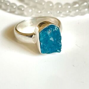 925 Sterling Silver Blue Apatite Ring US: 6.5 “VIBES”